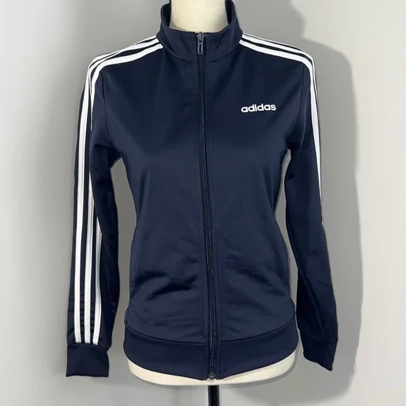 Adidas Warm-Up Tricot Slim 3-Stripes Track Jacket Navy XS - Picture 2 of 9